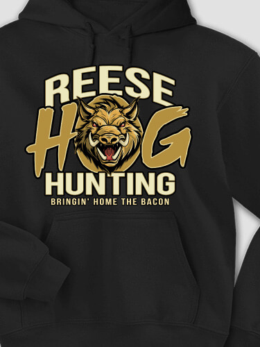 Hog Hunting Black Adult Hooded Sweatshirt