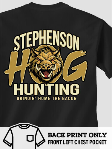 Hog Hunting Black Pocket Adult T-Shirt