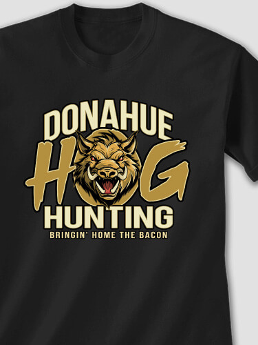Hog Hunting Black Adult T-Shirt