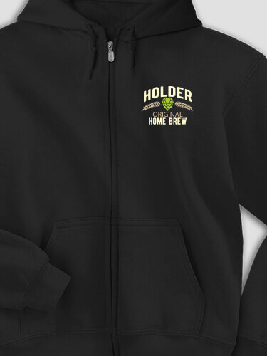 Home Brew Black Embroidered Zippered Hooded Sweatshirt