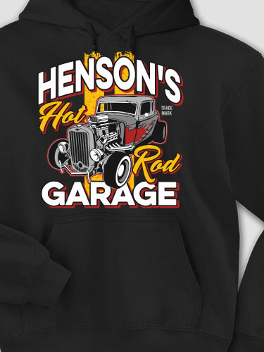 Hot Rod Garage Black Adult Hooded Sweatshirt