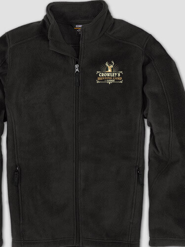 Hunting Camp Black Embroidered Zippered Fleece