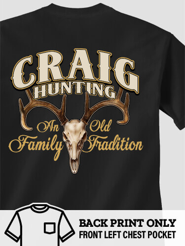 Hunting Family Tradition Black Pocket Adult T-Shirt