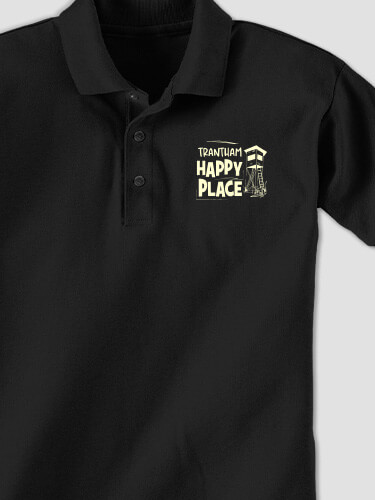 Hunting Happy Place Black Embroidered Polo Shirt