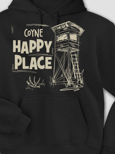 Hunting Happy Place Black Adult Hooded Sweatshirt