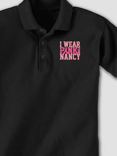 I Wear Pink Black Embroidered Polo Shirt