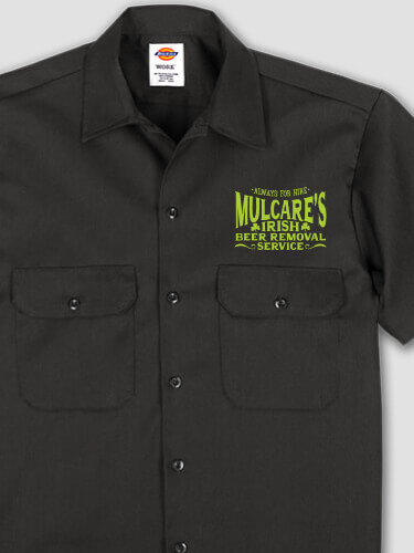 Irish Beer Removal Service Black Embroidered Work Shirt