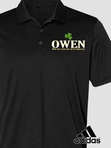 Irish Blessing Black Embroidered Adidas Polo Shirt