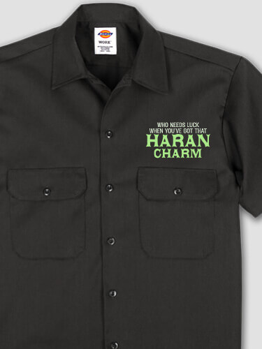 Irish Charm Black Embroidered Work Shirt