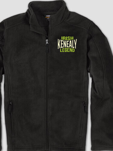 Irish Legend Black Embroidered Zippered Fleece