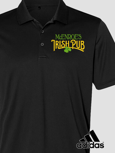 Irish Pub Black Embroidered Adidas Polo Shirt