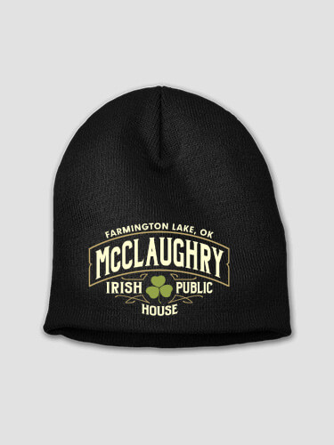 Irish Public House Black Embroidered Beanie