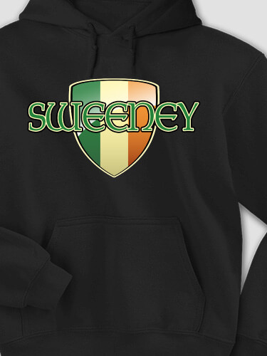 Irish Shield Black Adult Hooded Sweatshirt