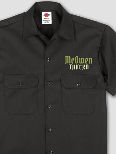 Irish Tavern Black Embroidered Work Shirt