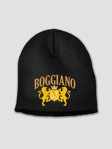 Italian Crest Black Embroidered Beanie