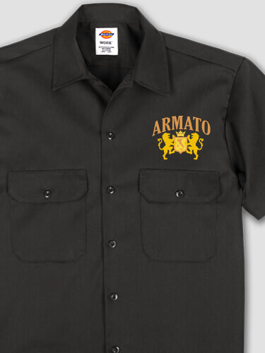Italian Crest Black Embroidered Work Shirt