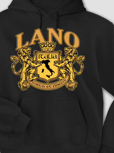 Italian Crest Black Adult Hooded Sweatshirt