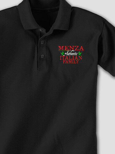 Italian Family Black Embroidered Polo Shirt