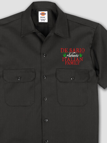 Italian Family Black Embroidered Work Shirt