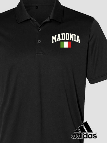Italian Flag Varsity Black Embroidered Adidas Polo Shirt