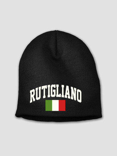 Italian Flag Varsity Black Embroidered Beanie