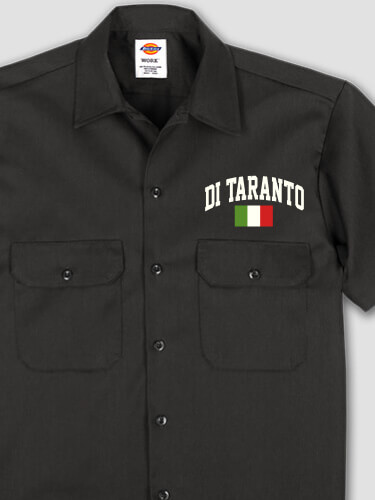 Italian Flag Varsity Black Embroidered Work Shirt