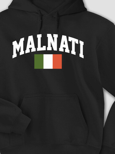 Italian Flag Varsity Black Adult Hooded Sweatshirt