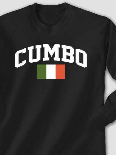 Italian Flag Varsity Black Adult Long Sleeve