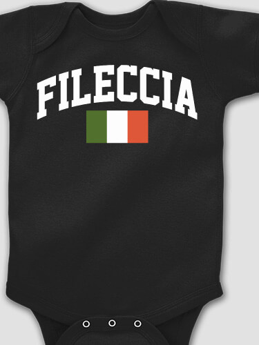 Italian Flag Varsity Black Baby Bodysuit