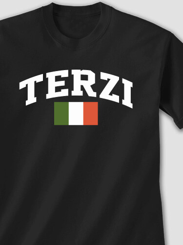 Italian Flag Varsity Black Adult T-Shirt