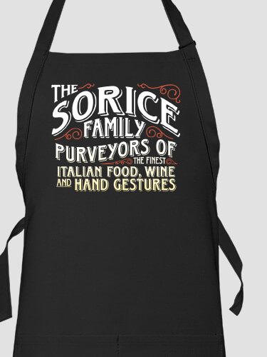 Italian Hand Gestures Black Apron