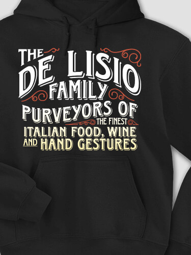 Italian Hand Gestures Black Adult Hooded Sweatshirt