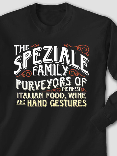 Italian Hand Gestures Black Adult Long Sleeve