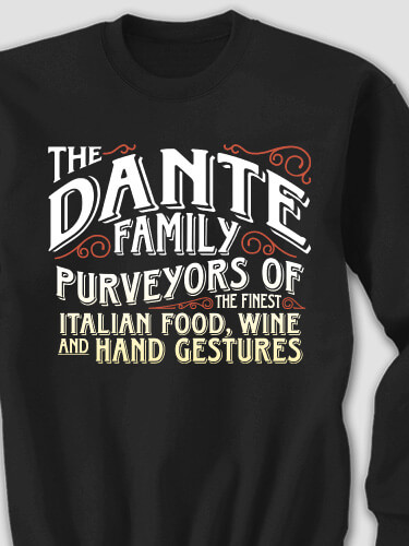 Italian Hand Gestures Black Adult Sweatshirt