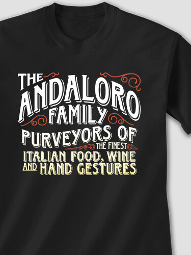 Italian Hand Gestures Black Adult T-Shirt