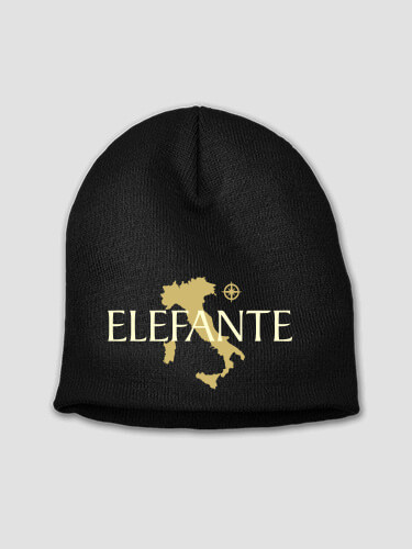 Italian Heritage Black Embroidered Beanie