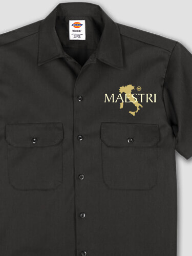Italian Heritage Black Embroidered Work Shirt