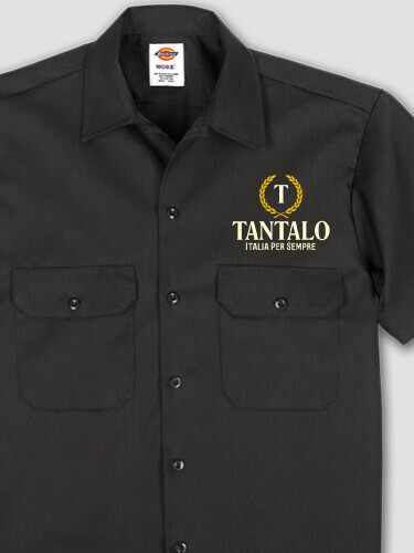 Italian Monogram Black Embroidered Work Shirt