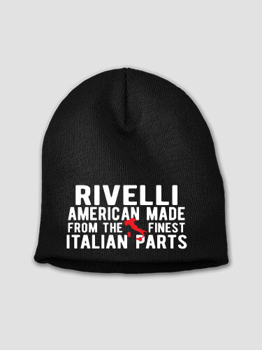 Italian Parts Black Embroidered Beanie