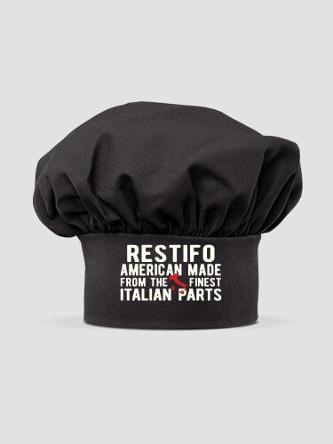 Italian Parts Black Embroidered Chef Hat