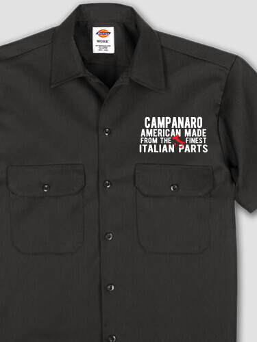 Italian Parts Black Embroidered Work Shirt