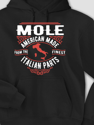 Italian Parts Black Adult Hooded Sweatshirt