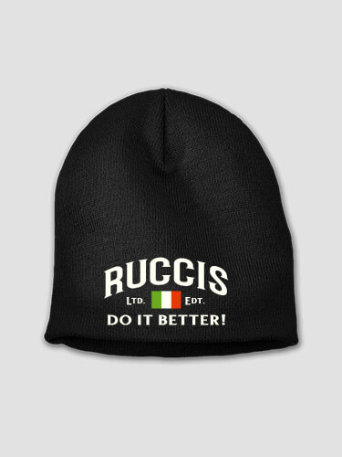 Italians Do It Better Black Embroidered Beanie