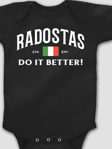 Italians Do It Better Black Baby Bodysuit