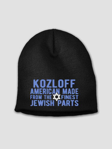 Jewish Parts Black Embroidered Beanie