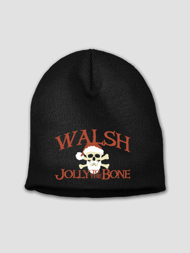 Jolly To The Bone Black Embroidered Beanie