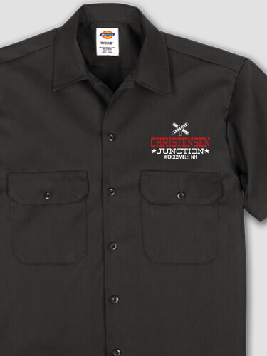 Junction Black Embroidered Work Shirt