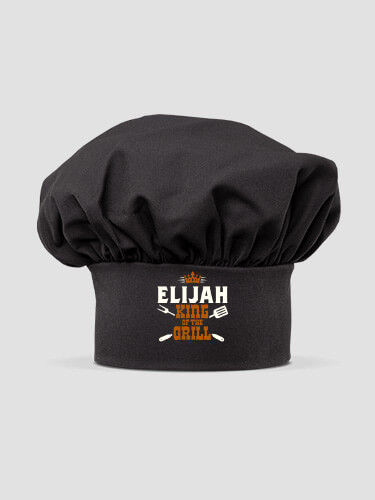 King of the Grill Black Embroidered Chef Hat