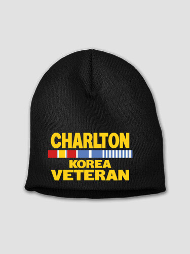 Korea Veteran Black Embroidered Beanie