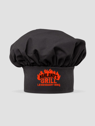 Legendary BBQ Black Embroidered Chef Hat